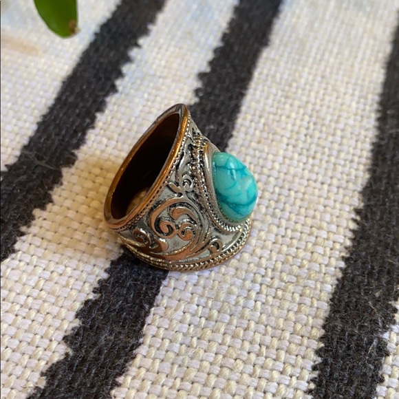 Silver and turquoise boho ring - Picture 2 of 5